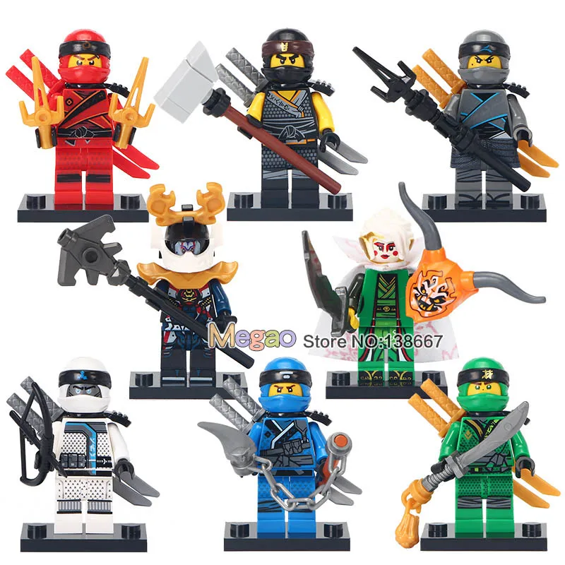 Белый 10 лотов ниндзя действия кости солдат Frakjaw Garmadon оружие Скелет армии строительные блоки игрушки для детей - Цвет: Белый