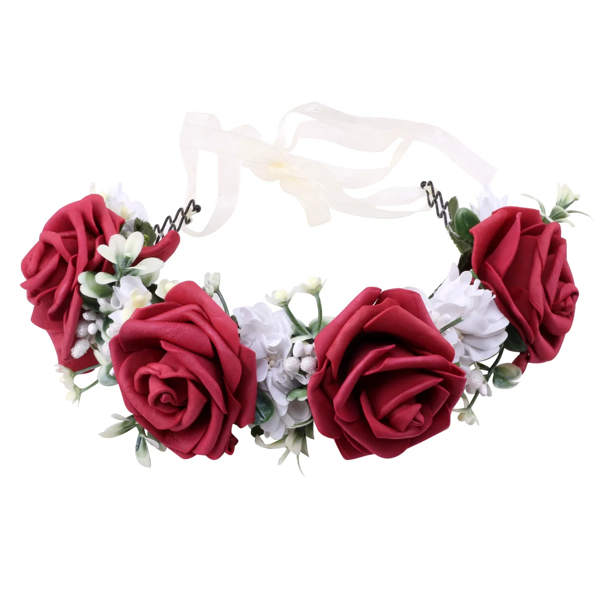 

Hot Wreaths Crowns Wedding Hair Flower Wreaths Accessories The Bride's Imitation Wreath Is Handmade In Multiple Colors HH003