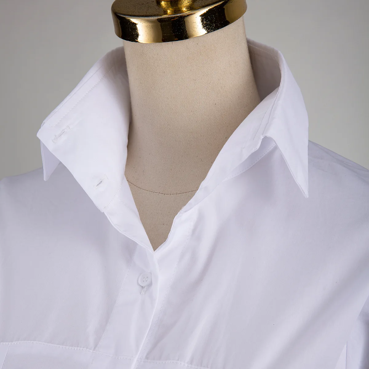 TVVOVVIN Bow Court Solid White Color All-match Shirt High Waist Bow Fold Waist To Waist Lanky Sleeve Shirt Woman ZX351