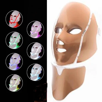 

LED Facial Mask Beauty Skin Rejuvenation Photon Light 7 Colors Mask with Neck Therapy Wrinkle Acne Tighten Skin Tool