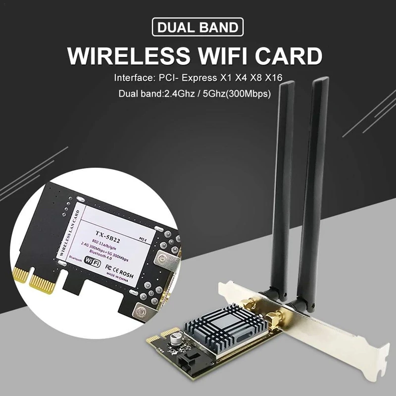 N1202 AR5B22 2.4G/5G Dual Band PCIE Wi-Fi Network Card with Bluetooth 4.0 for Desktop PCsand Servers Wireless Network Adapter