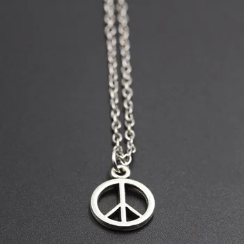 

Peace Sign Pendant Link & Chain Necklace DIY Handmade Pendant Necklace Women Fashion Jewelry Gift