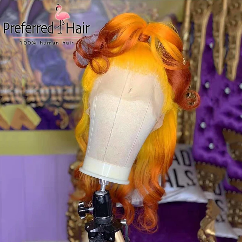 Предпочтительный 13x4 предварительно выщипанный волнистый парик фронта шнурка Remy Омбре парик фронта шнурка бразильский парик фронта шнурка человеческих волос для женщин
