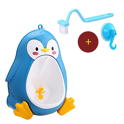 Blue plus hook brush Новые полки милый пингвин мальчик вертикальный писуар приучение к горшку детский писсуар Писсуар для ванной Младенец Малыш настенный - Цвет: Blue plus hook brush