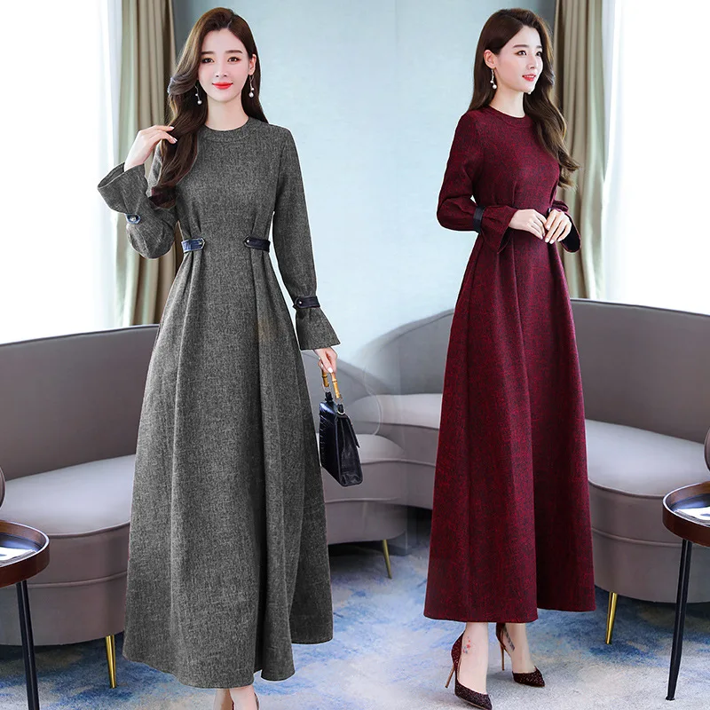

Autumn Clothing 2019 New Style Dress Long Sleeve Debutante Elegant Retro French Long over-the-Knee Slimming Long Skirts Fashion