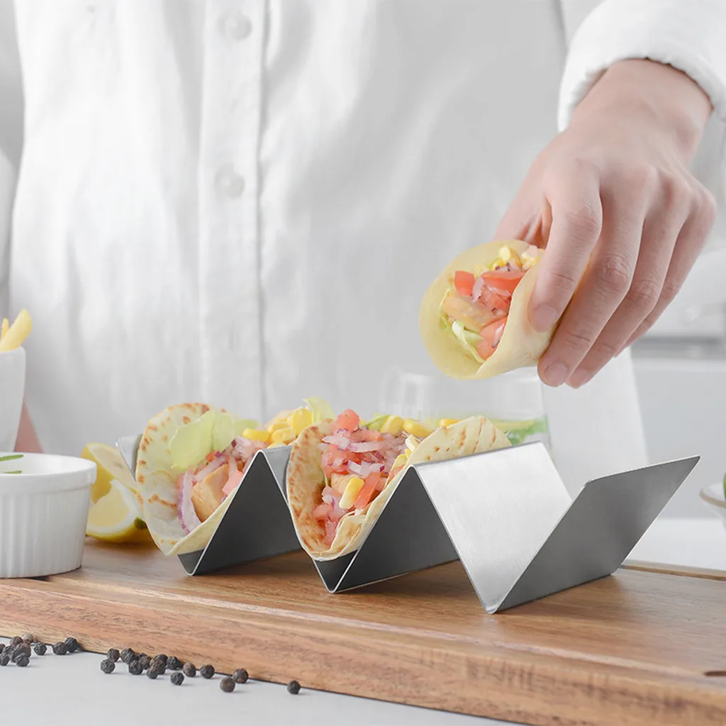 Волнистая форма из нержавеющей стали Taco Подставка под пирог дисплей держатели Кухня Еда стойку оболочки с чашкой Кухонные гаджеты держатели пищи