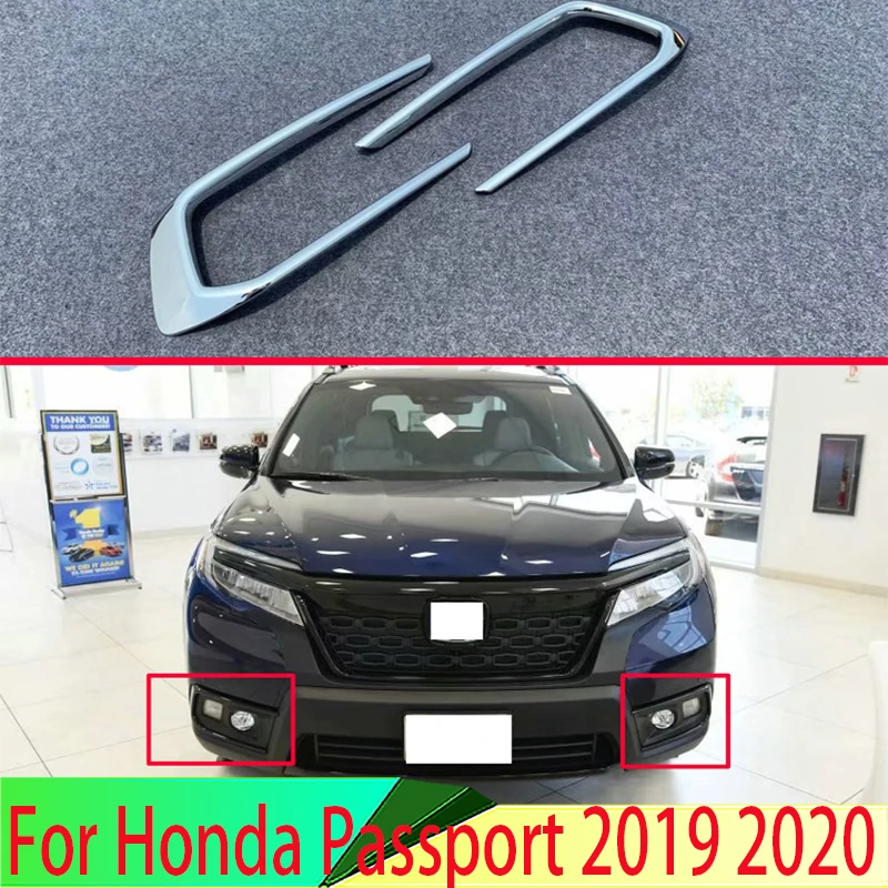 

For Honda Passport 2019 2020 Car Accessories ABS Chrome Front Fog Light Lamp Cover Trim Molding Bezel Garnish Sticker