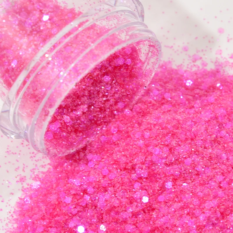10ML Box Nail Art Mixed Size Flake Powder Hexagon Iridescent Chunky Hexagon Sequins Broken Flake For 5