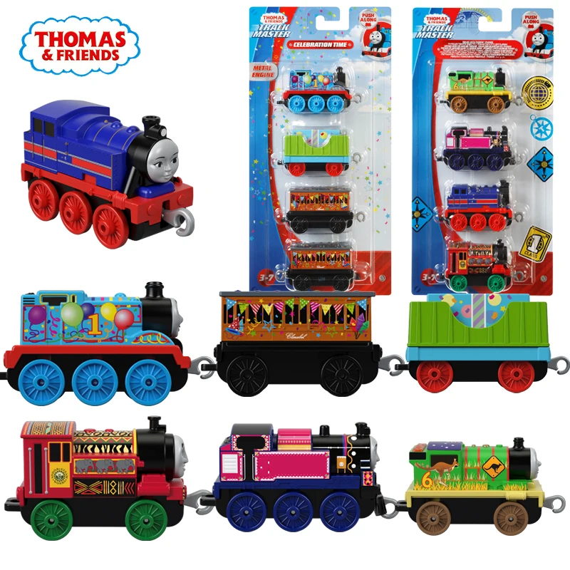 

Original Thomas and Friends Trackmaster 4pscTrain Set Hot Toys for Children Carro Thomas Diecast Model Car Trains Boys Toys