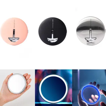 

Jordan&Judy Portable LED Mini Circular Makeup Mirror Compact Travel Lighting Cosmetic Wireless USB Charging With Storage Bag