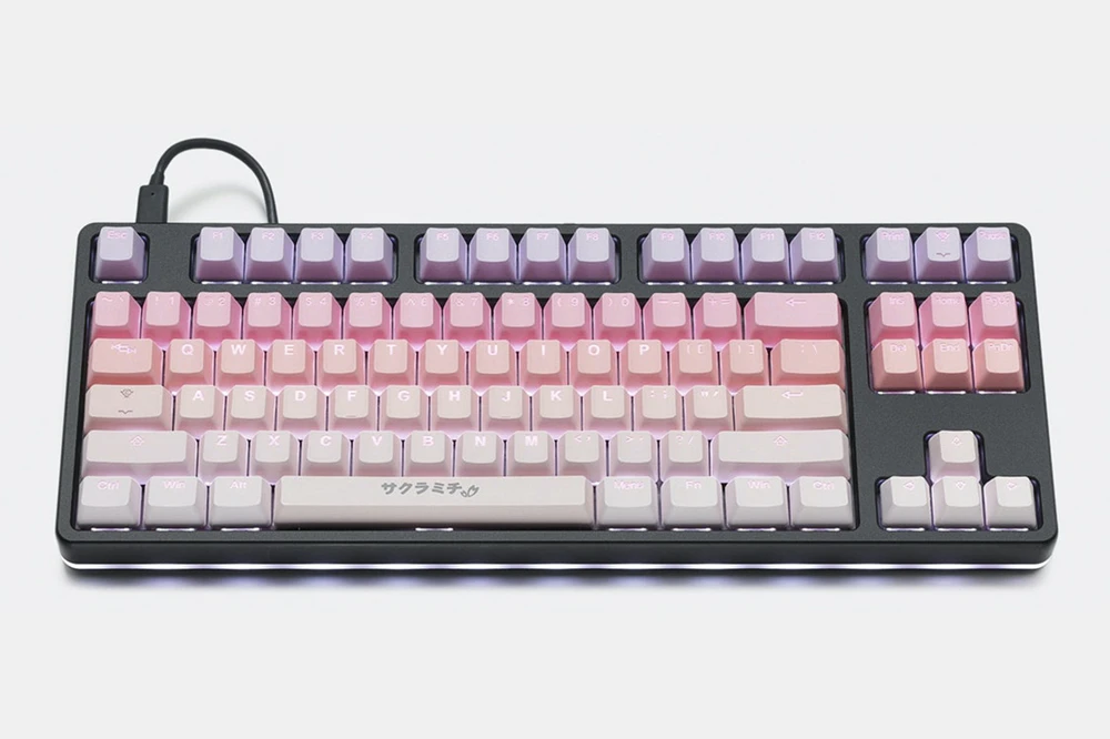 US $69.00 taihao Sakura Michi pbt double shot keycaps for diy gaming mechanical keyboard Backlit Caps oem profile light through ISO UK
