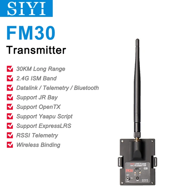 SIYI FM30 Radio Module 30KM Long Range with Datalink Telemetry Bluetooth Receiver OpenTX Racing Drones 2.4G FM30 Transmitter