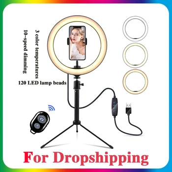 

Dimmable LED Selfie Ring Light with Tripod photographi lighting For Youtube Makeup Video Live Studio ringlight tiktok aro de luz