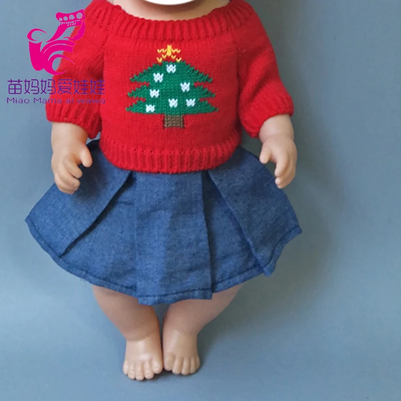 Детский свитер шапка джинсы платье шерстяная подходит для 18 дюймовой Девочки
