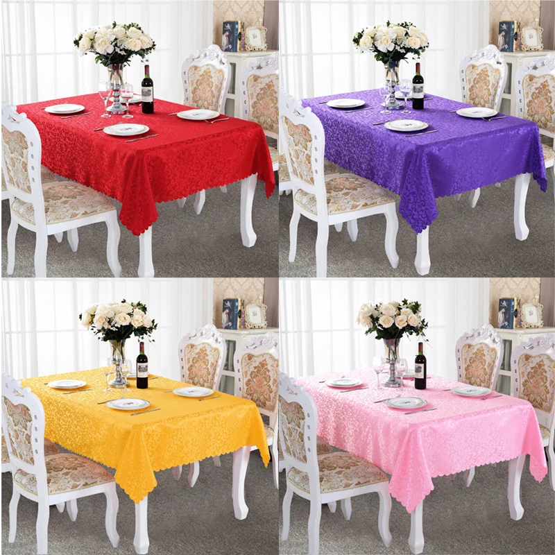  Luxury Dining Table Protective Cover Eco-Friendly Rectangle Jacquard Tablecloth Fabric For Wedding 