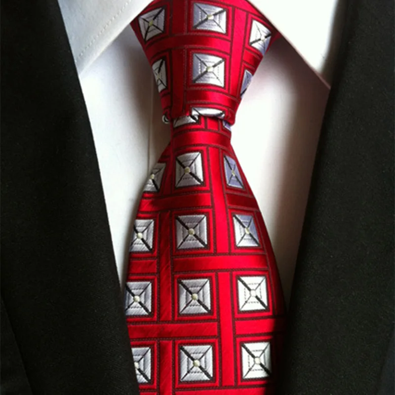 Классический галстук в клетку с цветочным рисунком, 8 см, голубой, красный, жаккардовый галстук для мужчин, деловые свадебные галстуки, аксессуары, подарки, галстуки
