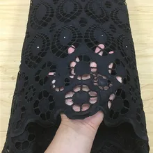 Высокое качество африканская сетчатая кружевная ткань хлопок вышивка французская швейцарская вуаль пробивная хлопковая кружевная ткань белая 5 ярдов