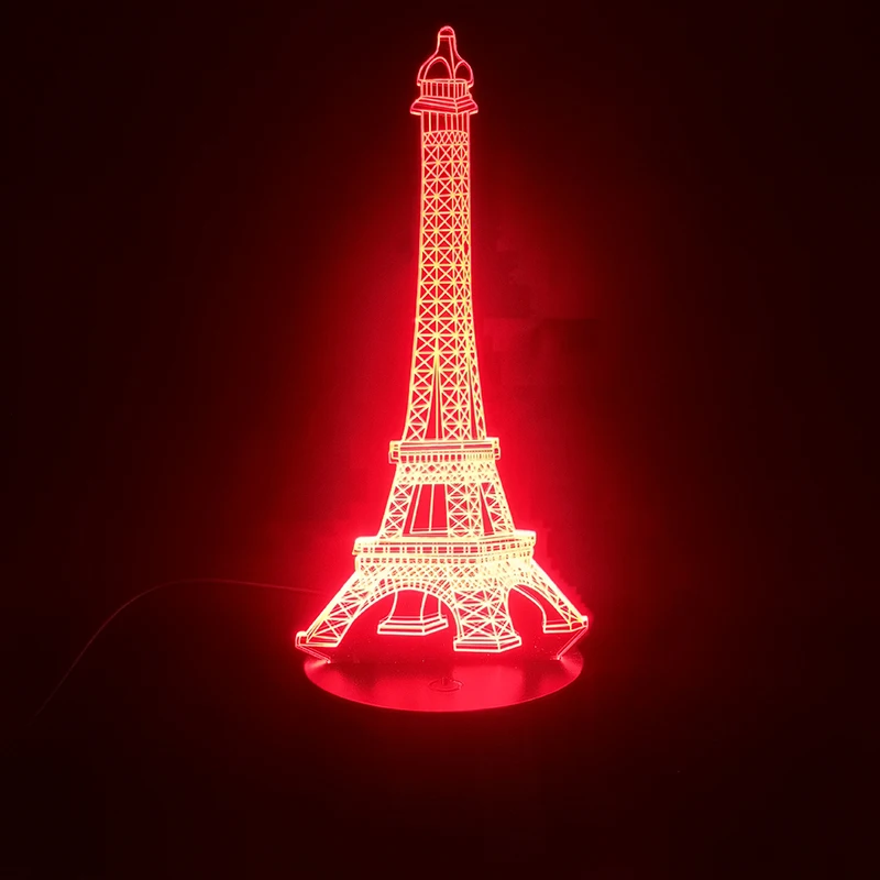 Эйфелева башня Франция здание сценическое пятно 3D Лампа Холодный Рождественский подарок для ребенка для комнаты декоративный светодиодный Ночник светильник