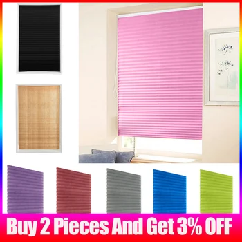 

2020 Self-Adhesive Pleated Blinds Curtains Half Blackout Bathroom Windows Curtains Shades Balcony Living Room Home Window Decor