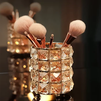 

Crystal Makeup Brush Holder Storage Box Makeup Tool Box Jewelry Lipstick Eyebrow Pencil Makeup Box