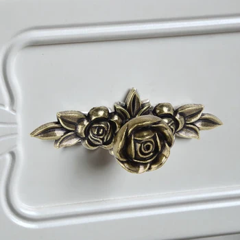 Retro Rose Furniture Handle Drawers Knob for Kitchen Cabinet Door Cupboard Wardrobe Bin