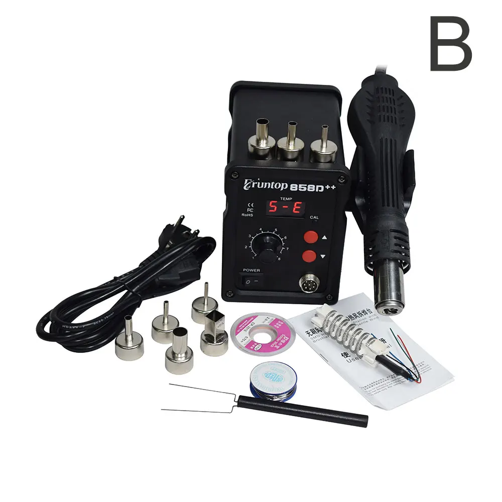 Черный 700 Вт 858D++ ESD паяльная станция светодиодный цифровой SMD паяльник горячий воздушный пистолет обновлен от 858D 858D - Цвет: B