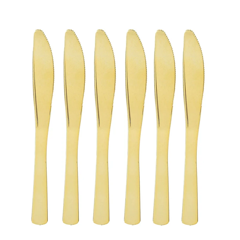 60pcs Wedding party home supplie Plastic Party Plates for 10 people party Gold Disposable Plates Plastic Silverware Plastic Cups
