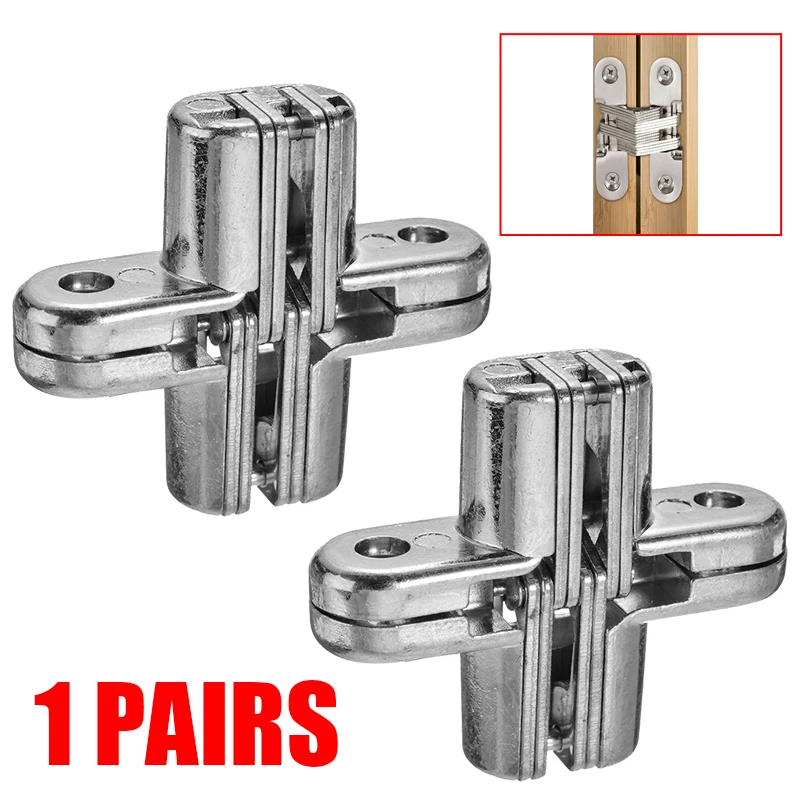 

1 Pair Hidden Door Hinge Invisible Cross Cabinet Cupboard Wooden Boxes Door Hinges Hardware Tools