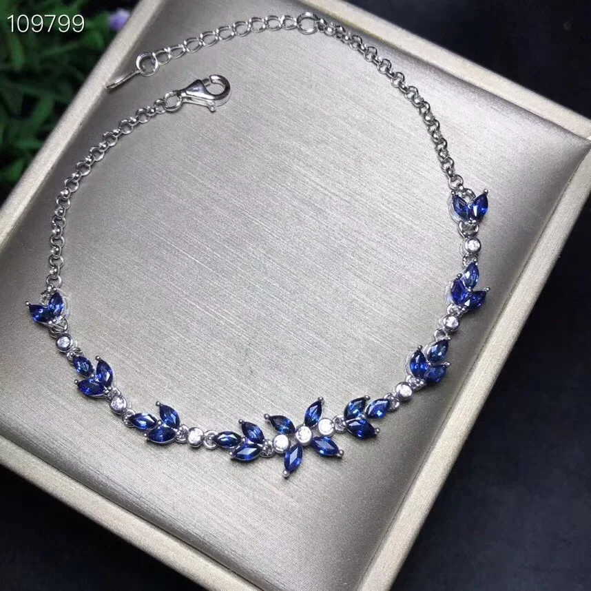 Fashion design, natural sapphire lady bracelet. Branch shape. 925 silver. Precious stones