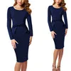 Vfemage Винтаж одноцветное цвет печати рюшами Лук носить на работу молнии vestidos Bodycon Офис Вечерние Партии Женское облегающее платье 361
