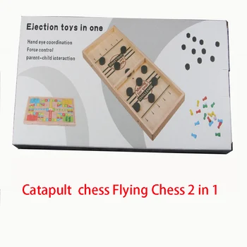 

Family Games Table Hockey Game Catapult Chess Flight chess 2 in 1 Parent-child Interactive Toy Fast Sling Puck Game Ice Hockey