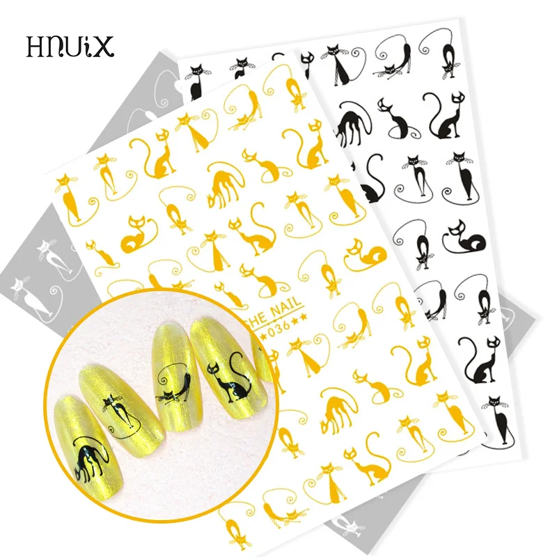 

1 sheet optional new fashion beautiful fresh water transfer 3D gold cute cat Nail Art sticker full envelopes nail decal DIY