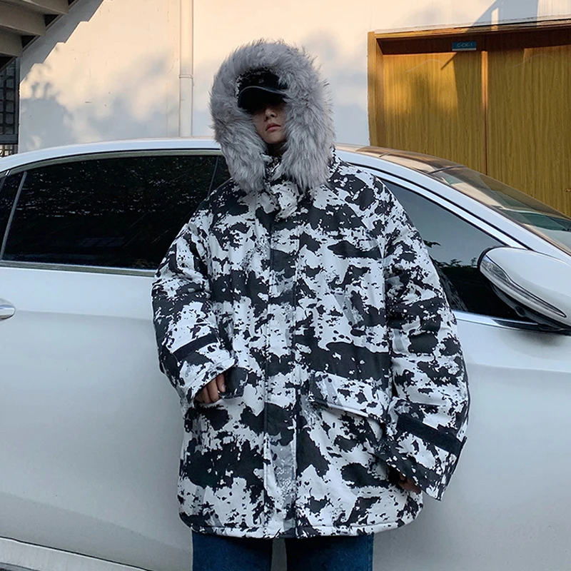Мужские камуфляжные парки больших размеров с меховым воротником и капюшоном