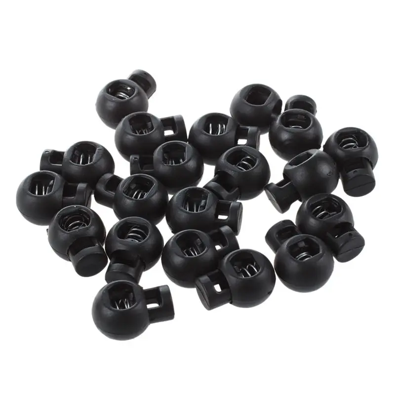 

Spring Loaded Rope Cord Locks Ends Toggles 9.4mm Dia 20 Pcs Black