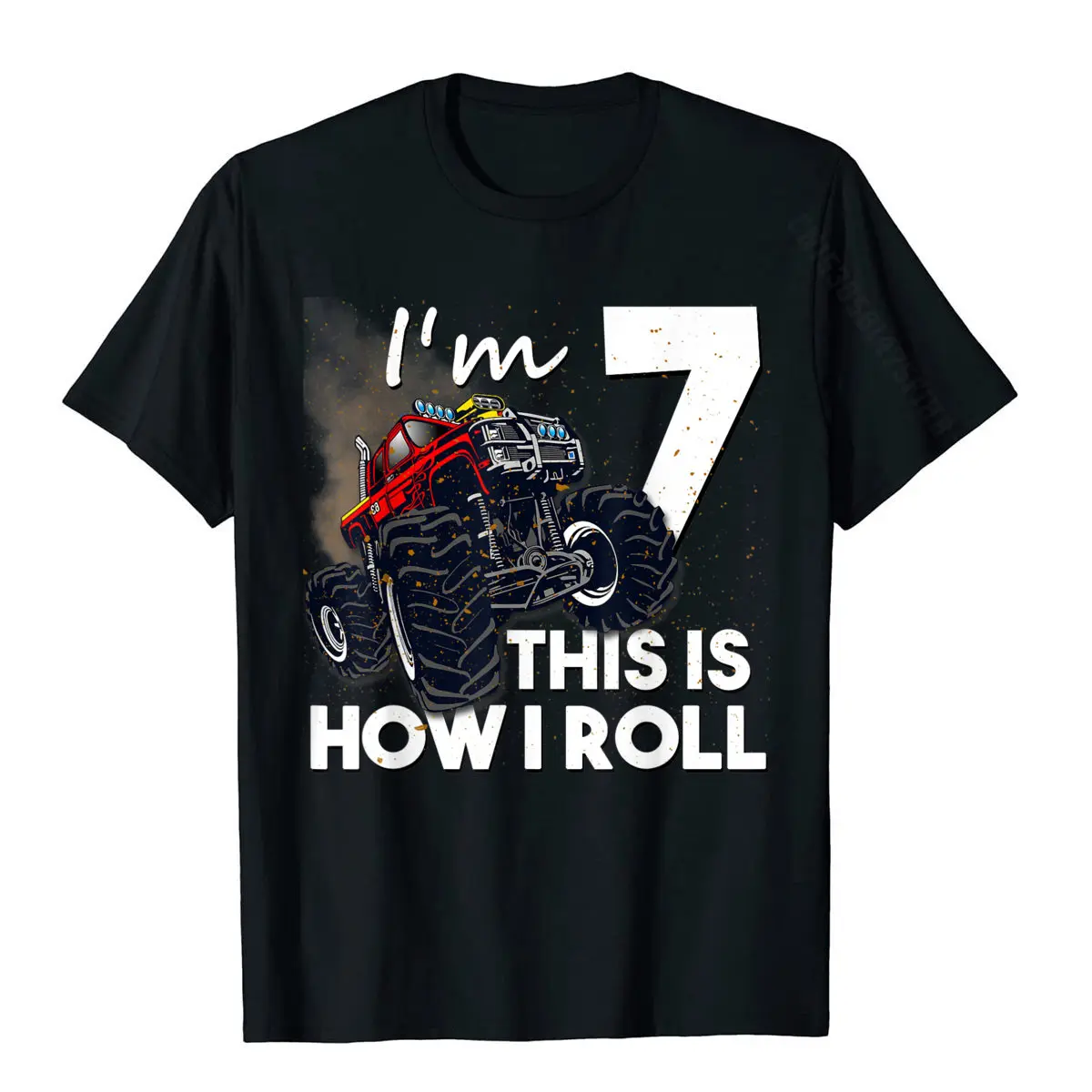 T Shirt Tee-Shirts Personalized VALENTINE DAY Short Sleeve 100% Cotton Fabric Crewneck Mens Tshirts Simple Style 2021 Newest 7th Birthday T Shirt Boy Monster Truck 7 Years O d Gift__1869 black