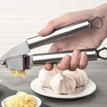 

Garlic Press Stainless Steel Mashed Garlic Maker Ginger Juice Maker Tool for Kitchen Restaurant (Silver Box-Packed)