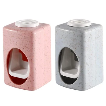 

2 Pc Automatic Toothpaste Dispenser Toothpaste Squeezer Kit Wall Mounted for Washroom Bathroom (Pink&Grey)