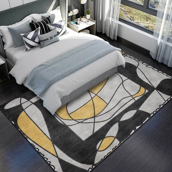 

Abstract Yellow Gray Black Carpets Bedroom Bedside Dercor Area Rugs Nordic Style Geometric Living Room Coffee Table Floor Mat