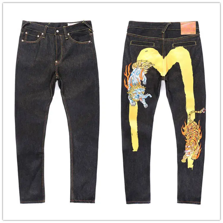Новинка, Evisu, высокое качество, модные, повседневные, хип-хоп, мужские джинсы, вышивка, принт, Аутентичные, мужские, дышащие, прямые штаны