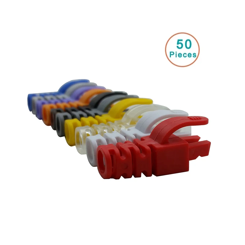 50pcs RJ45 protector for Connector grasp CAT5E CAT6 RJ45 Plug Ethernet Network Cable Strain Relief Plugs Protector