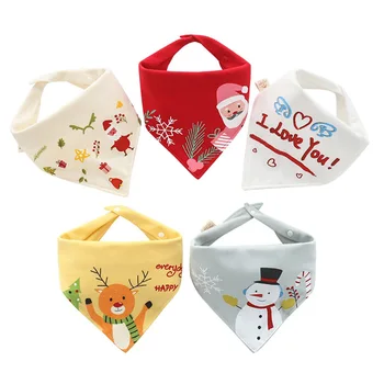 

5 Pcs Cartoon Print Saliva Towel Baby Boys Girls Feeding Apron Bandana Bibs Baby Bibs Triangle Double Cotton Bibs