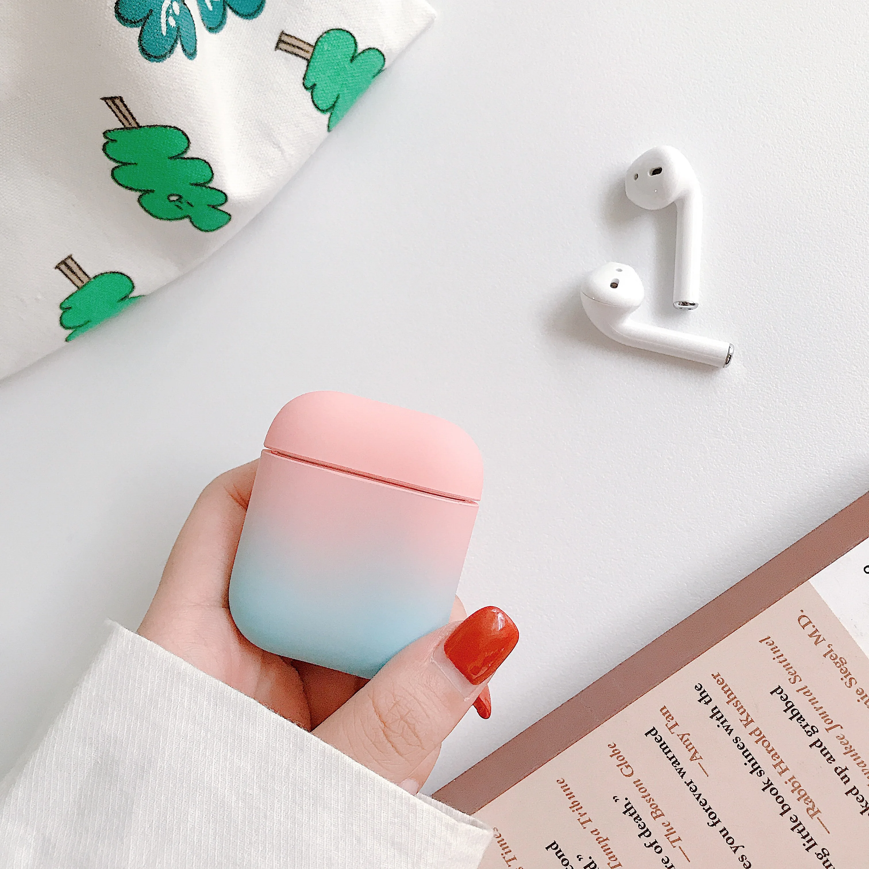 Для AirPods чехол градиентный Радужный цвет Твердый защитный чехол Bluetooth беспроводные наушники чехол для Air pods shell