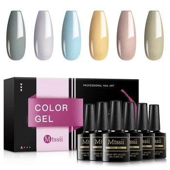 

Mtssii Gel Polish Set 6Pcs Hybrid Varnish Soak Off UV Gel LED Semi Permanent All For Manicure Nail Art Gel Polish Kit