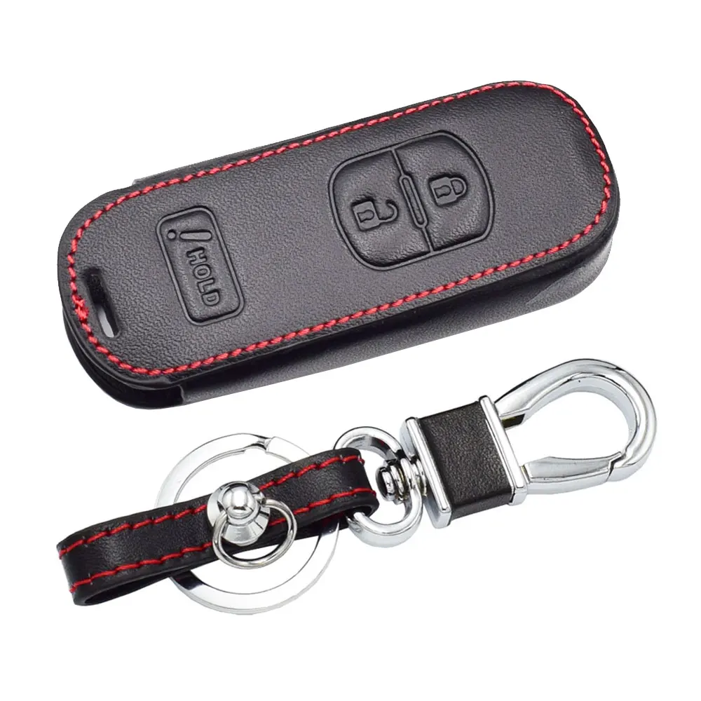 ontto Autosleutelhoes geschikt voor Mazda 3 Axela CX-3 CX-30 CX-50 CX-60 CX-90 MX5 CX-5 MX30 CX8 CX9 2019-2023 afstandsbediening ABS sleutelhoes sleutelhanger sleuteletui accessoires 4 toetsen rood