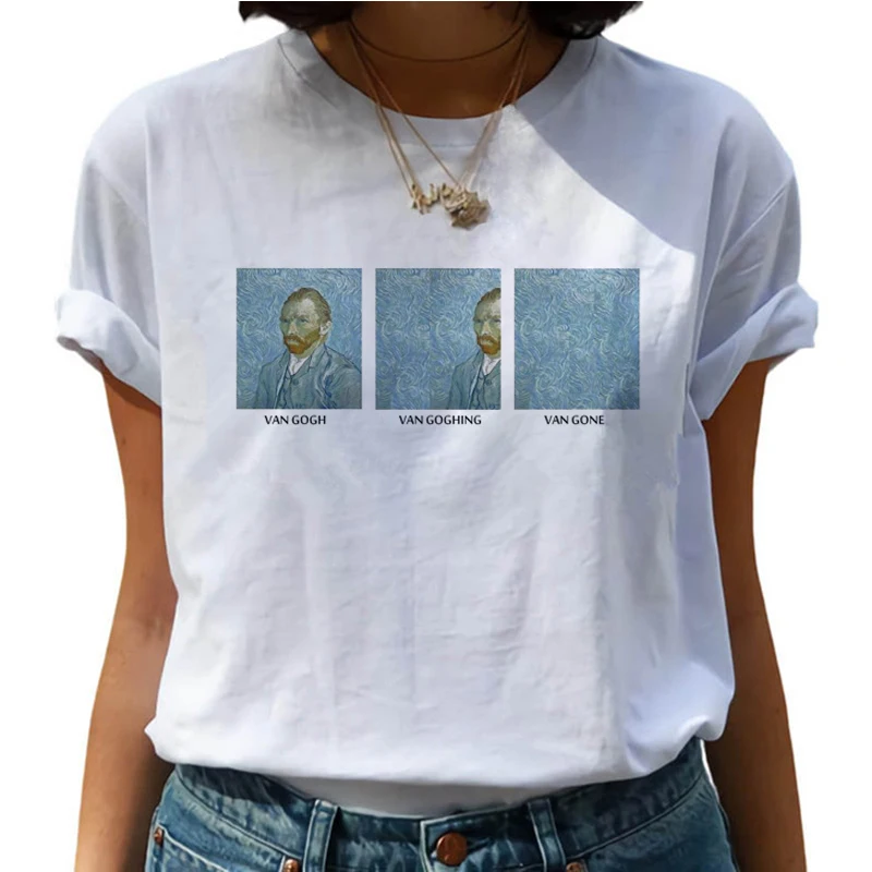 

Van Gogh Oil Art Painting Harajuku T Shirts Women Van Goghing Van Gone Funny T-shirts 90s Graphic Tshirt Fashion Top Tees Female