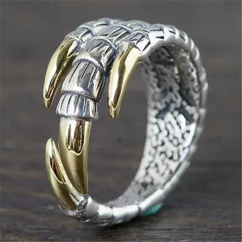 

GAGAFEEL Hip Hop Dragon Claw Rings 925 Sterling Silver Open Ring for Men Punk Man Male Rings Fine Jewelry