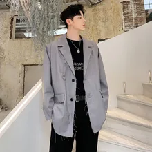 Мужские металлические штифты, Свободные повседневные блейзеры, пальто, винтажная мода, Мужская Уличная одежда в стиле хип-хоп, костюм, куртка, верхняя одежда