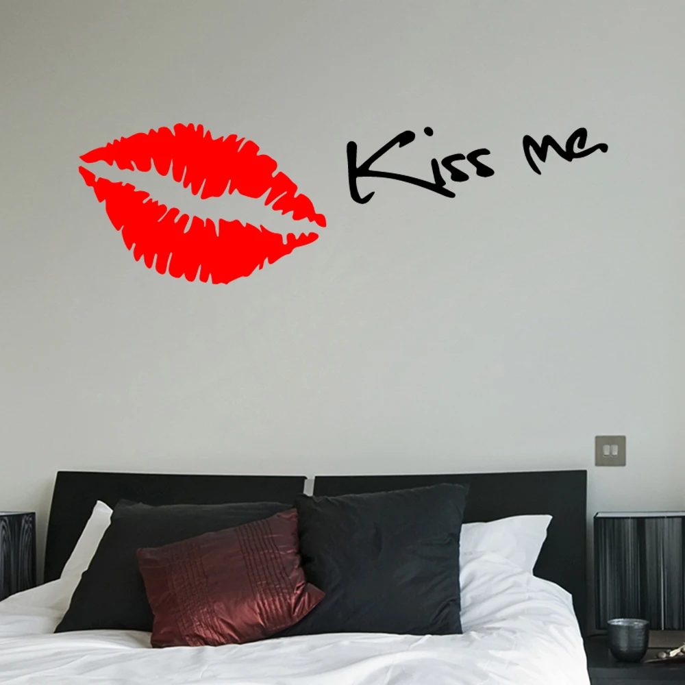 С надписью Kiss Me (Поцелуй стены Стикеры номер Декор Спальня s настенная виниловая