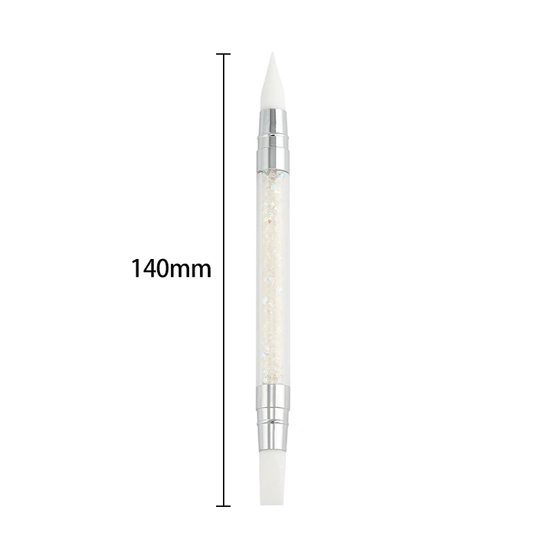 1 PC New Double Way Rhinestone Nail Art Brush Pen Silicone Head Carving Dotting Tool for Women DIY Brush Fashion  HB310