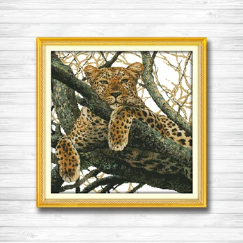 

The cheetah tiger leopard paintings counted printed on canvas DMC 14CT 11CT Chinese Cross Stitch Needlework Sets Embroidery kits